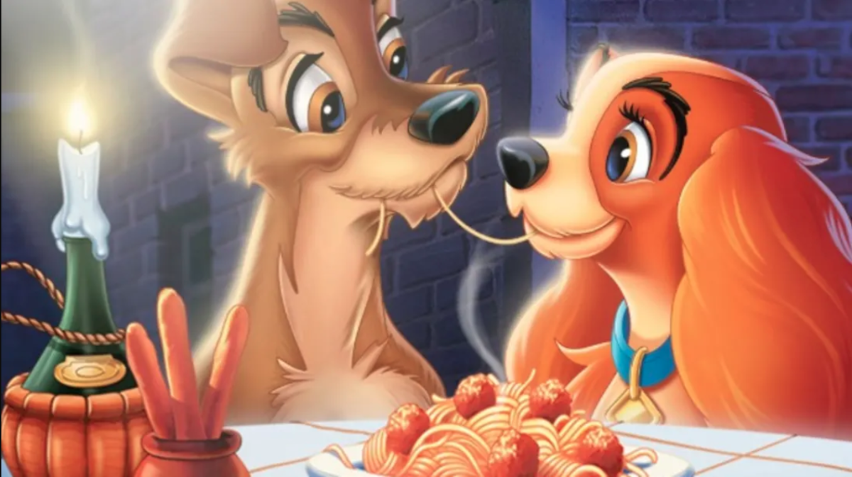 Lady and Tramp from Disney movie. 