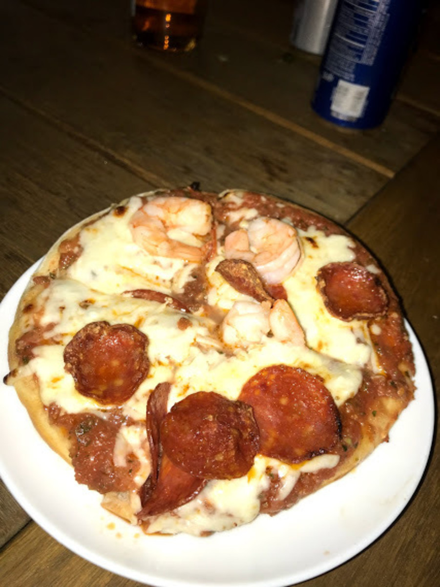 A small pepperoni pizza served in California, USA