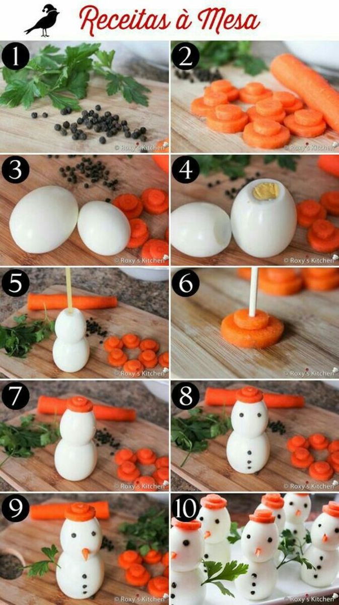 Boiled egg snowmen