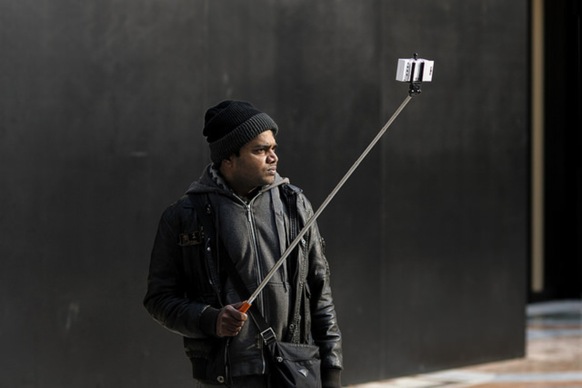 Selfie using a stick
