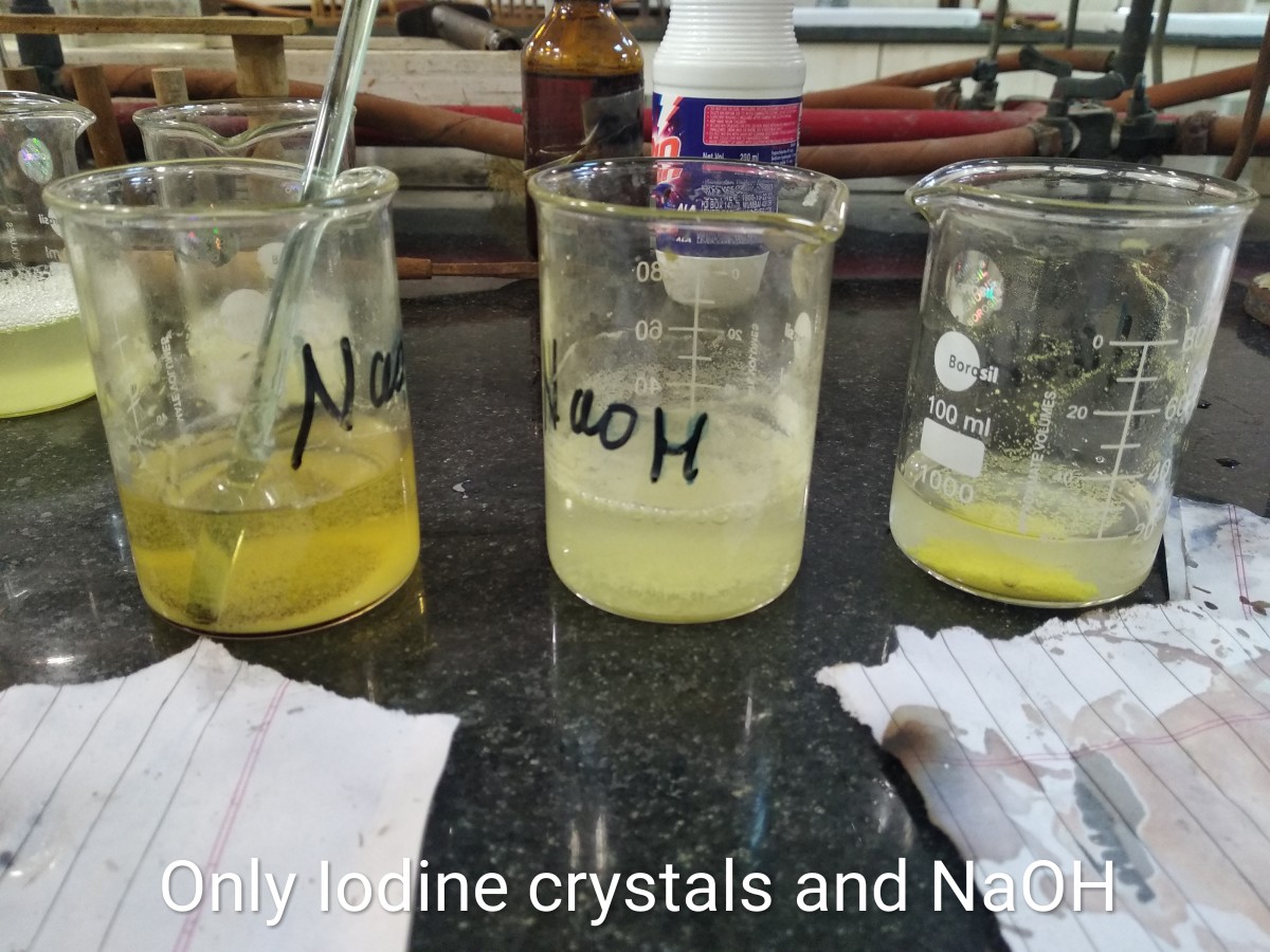 The iofoform prepared with NaOH and iodine crystals 