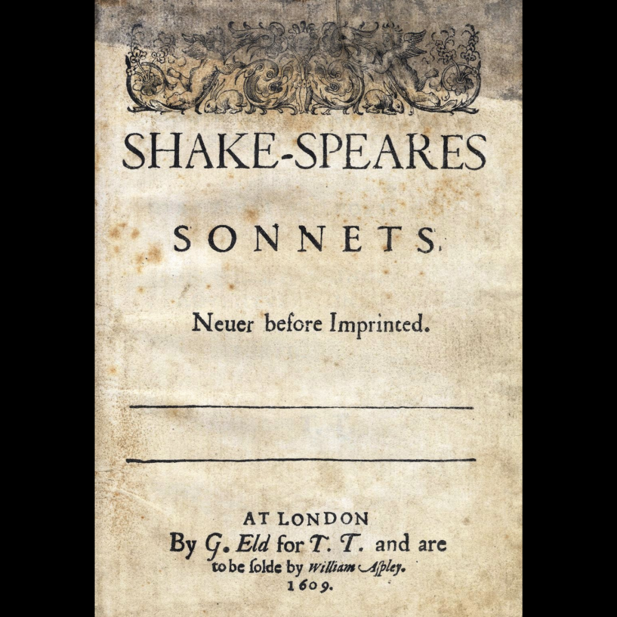 This is a scan of the original title page of "Shakespeare's Sonnets" (1609).