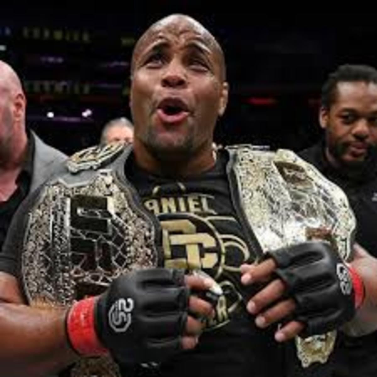 Daniel Cormier after defeating Stipe Miocic to become a two-division UFC champion.