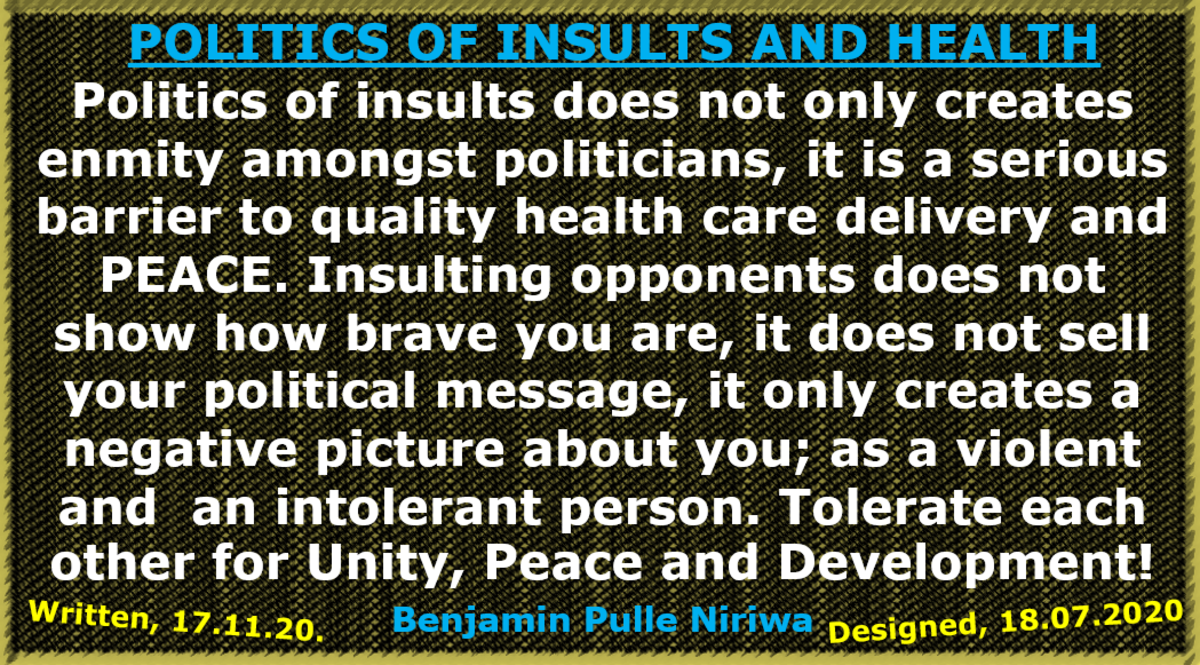 Politics of Insults Is a Threat to Public Health and Peace, Please Be Tolerant