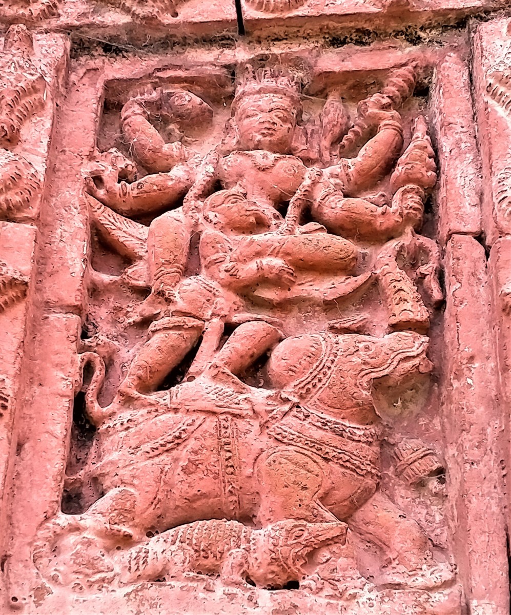 GAJENDRA MOKSHA  in terracotta; Raghunath Shiva temple, Ghurisha