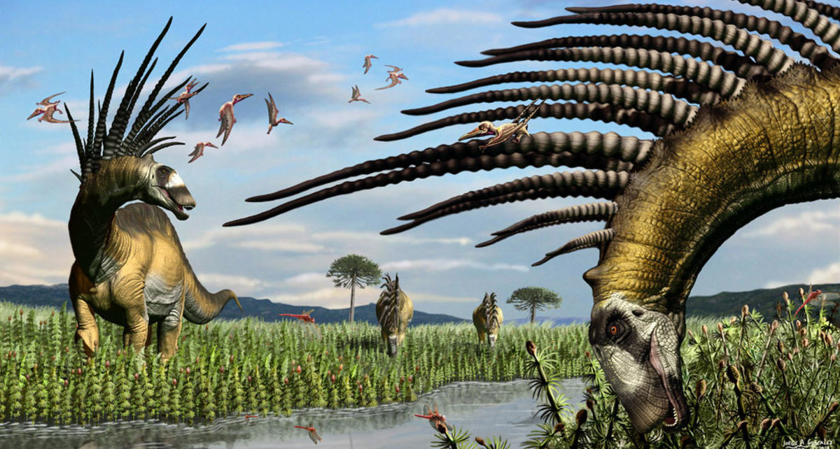 Bajadasaurus herd as depicted by Jorge Gonzalez.