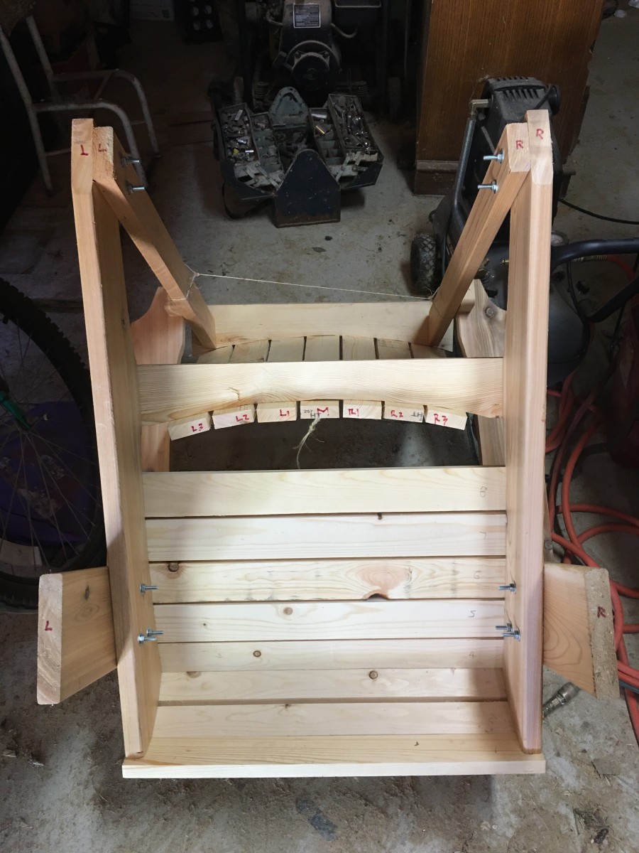 The bottom of the finished Adirondack chair.