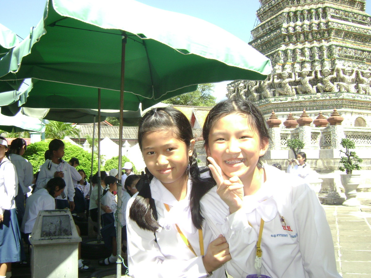 With Students on a Field Trip to Wat Arun in 2010.