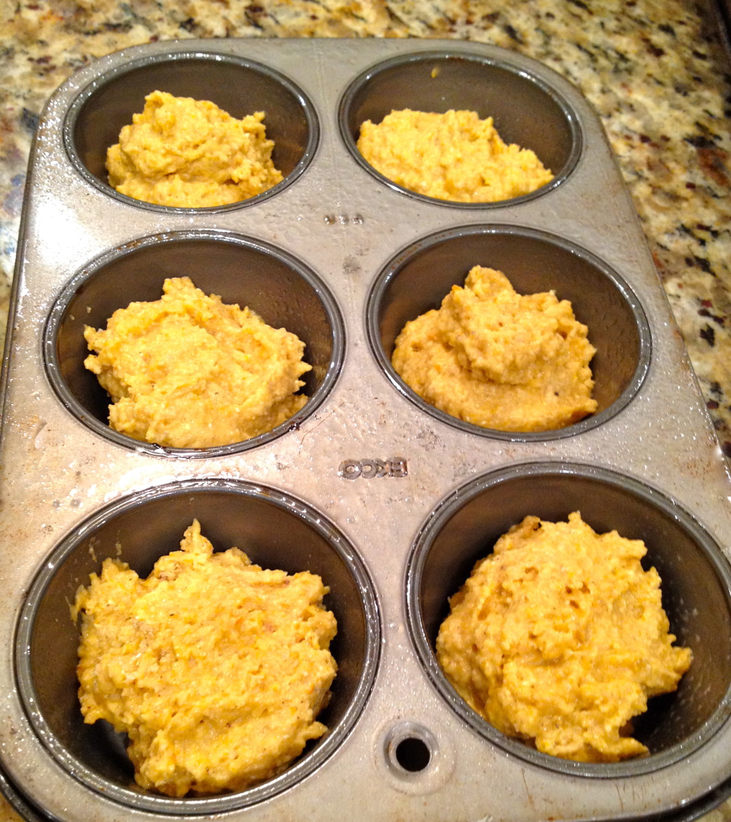 Spoon batter into 12 muffin tins or a pan coated with cooking spray. Bake in the oven for about 12 minutes.