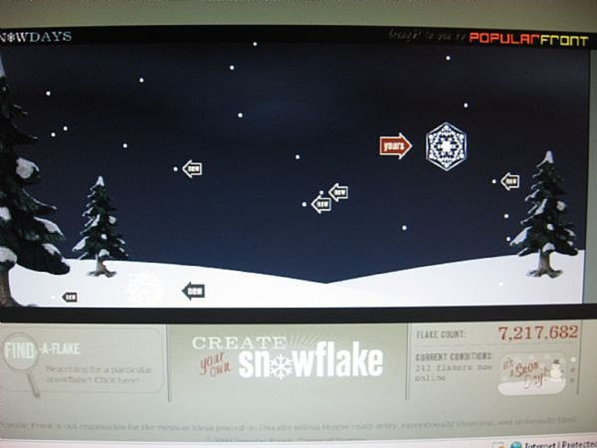 Make snowflakes on Popular Front's Snowdays site. Click on the MAKE A SNOWFLAKE to get started on the site.