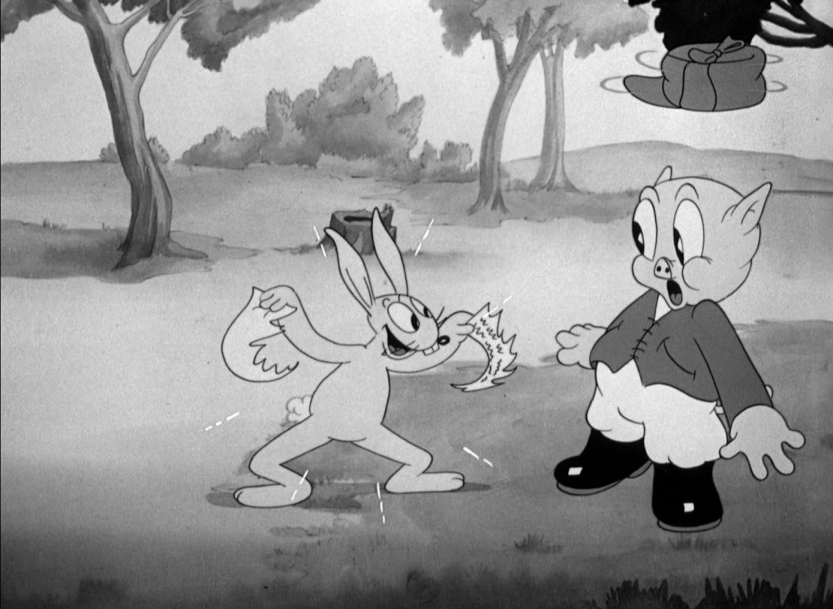 Happy Rabbit, prototype of Bugs Bunny, with Porky Pig  
