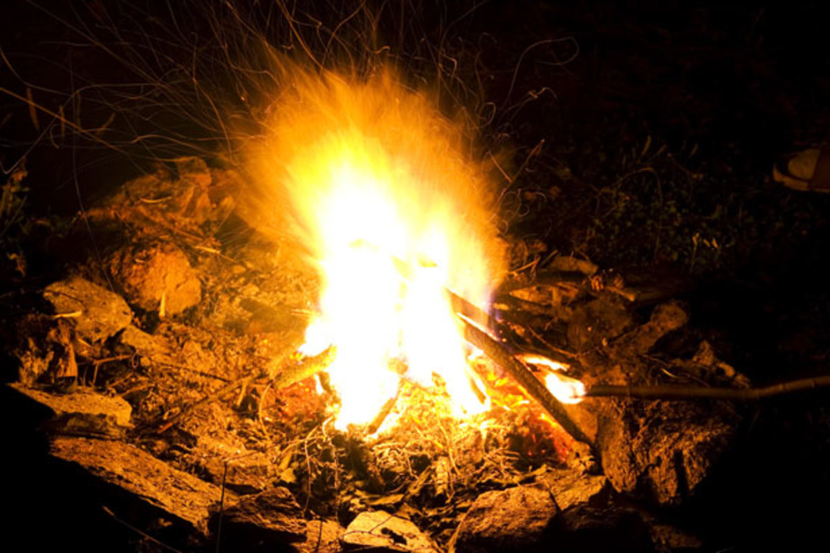 Bonfire. "MY Mom accidentally burned my homework."
