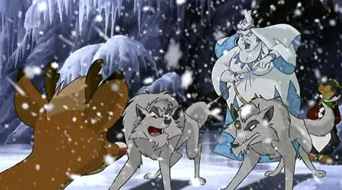 Stormella, the Ice Queen confronting Rudolph.