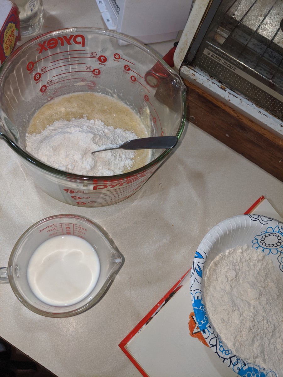 Add half of the flour.