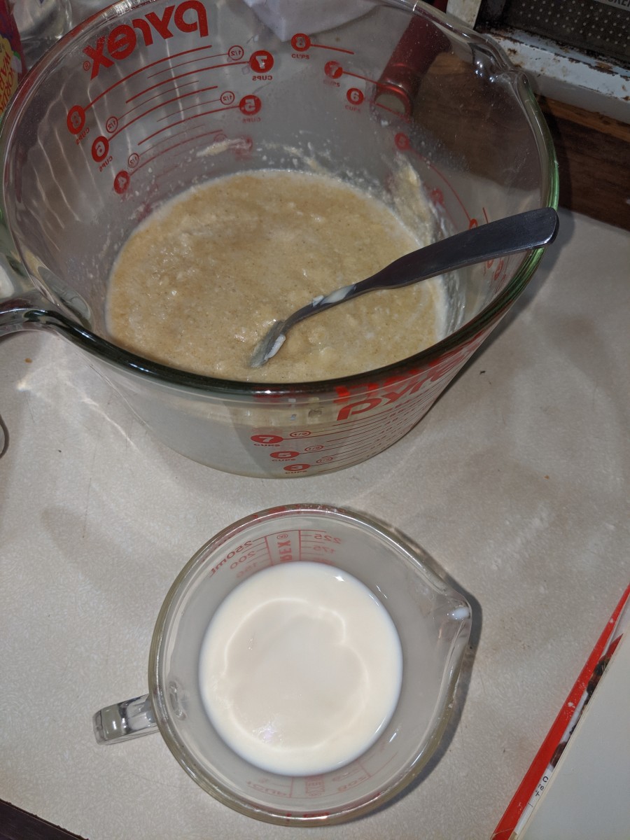 Add half the milk mixture. Get ready to alternate milk mixture and flour