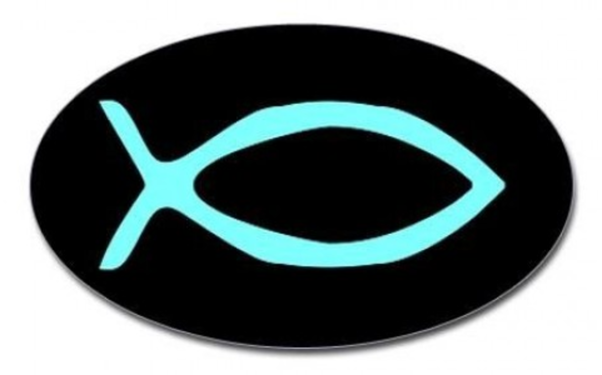 Christians began using the Greek word for "fish" as an anagram/acronym for "Jesus Christ God's Son, Savior." The fish outline is a logical symbol for the early Christian church to adopt. It was common food and used in Jesus' ministry.