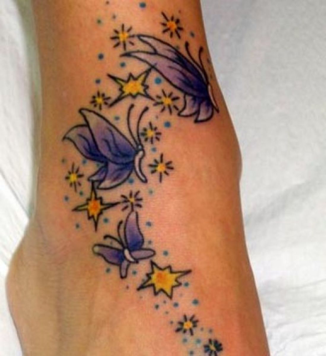 The butterfly is a popular design among women. The purple and yellow go together quite nicely.