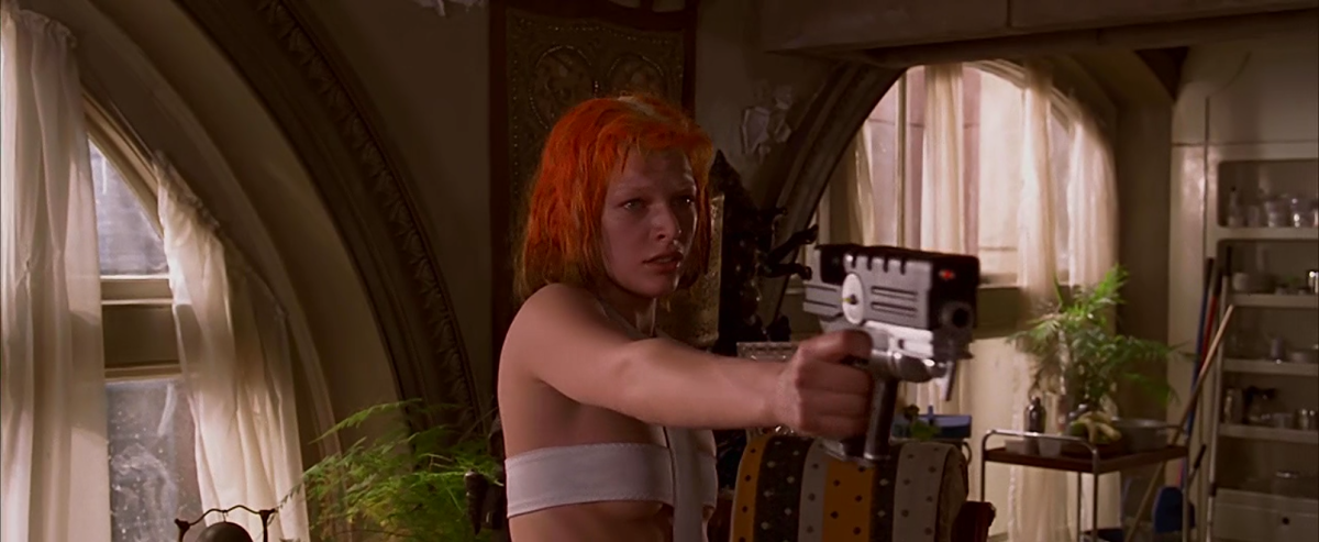 Jovovich's Leeloo has a striking look, fulfilling the dreams of cosplayers the world over...