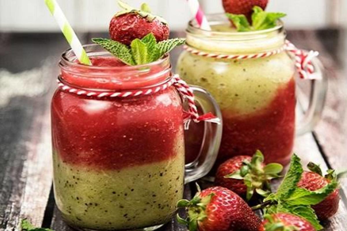 - A mixture of kiwi, strawberry and mint 