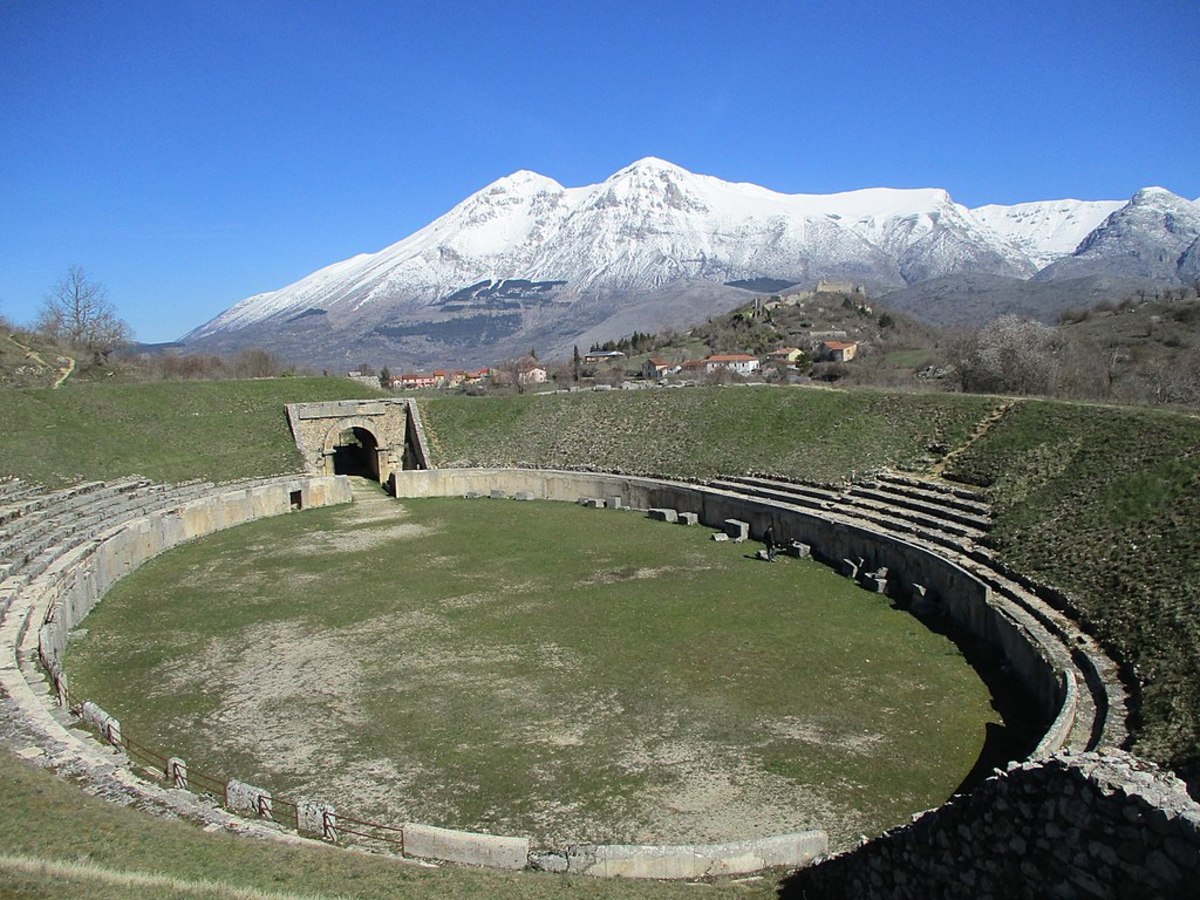 Alba Fucens amphitheatre and Monte Velino