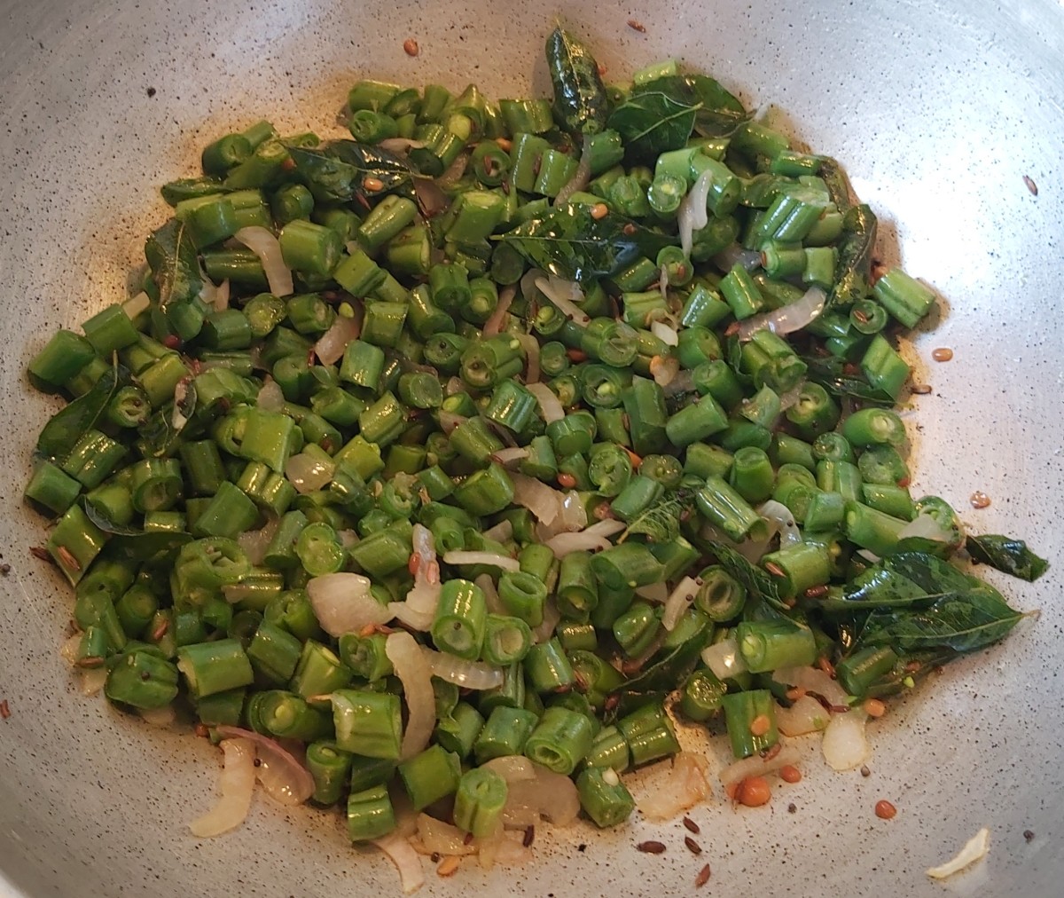 Mix well with seasoning and stir-fry for about 1-2 minutes over medium flame.