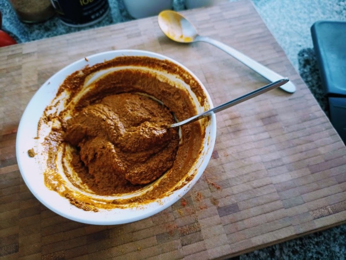 mix the spices with water to make a paste and leave to stand for 10 minutes