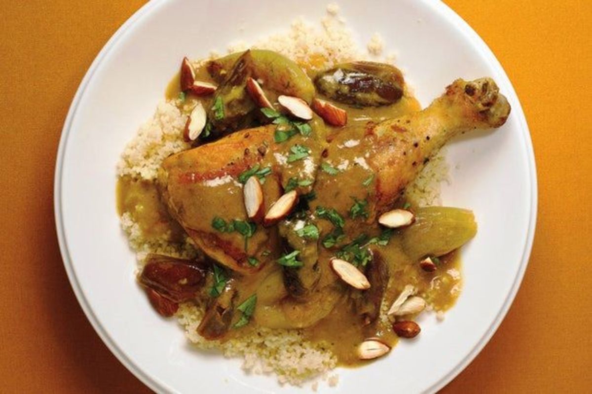 Braised chicken with dates and Moroccan spices