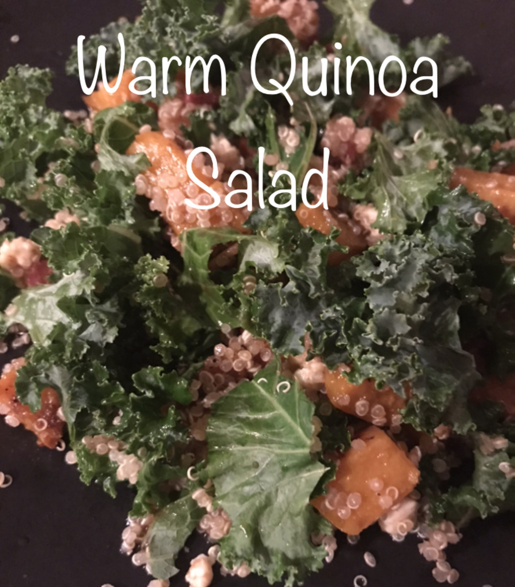 Warm Quinoa Salad With Kale, Butternut Squash, Bacon & Blue Cheese