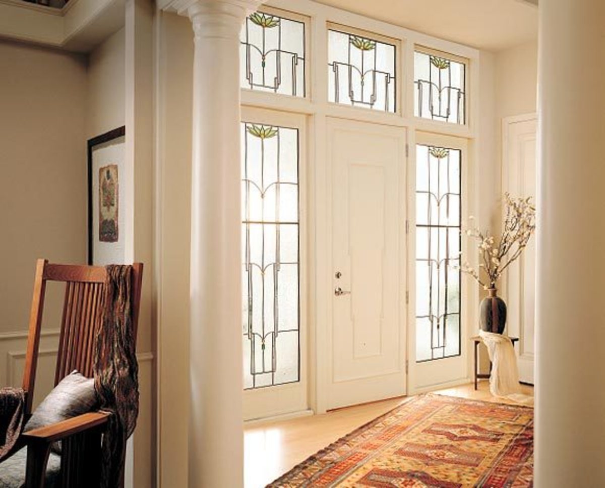 Glass Exterior Doors with transoms and sidelights
