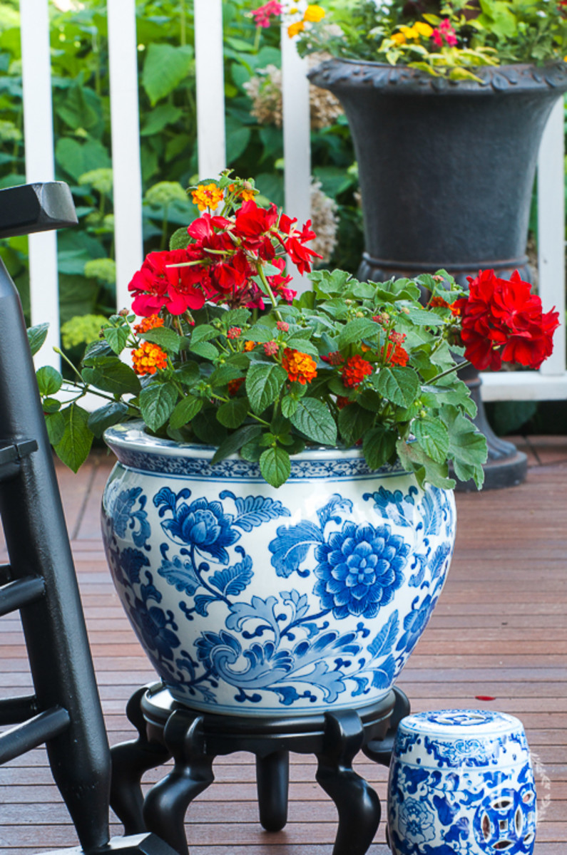 Containers brimming with gorgeous plants are perfect for the porch.