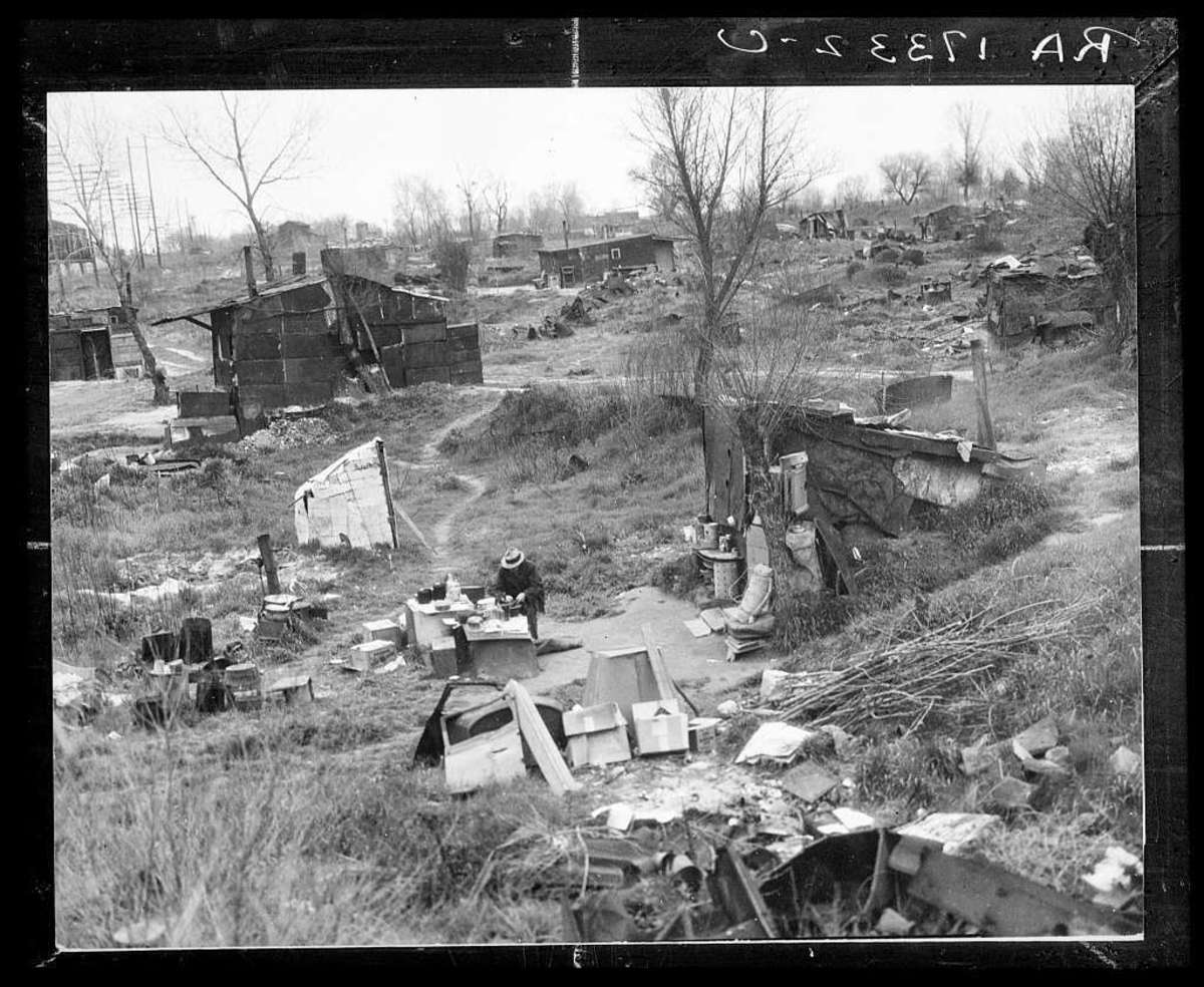 Hooverville - a shantytown built by the destitute during the Great Depression