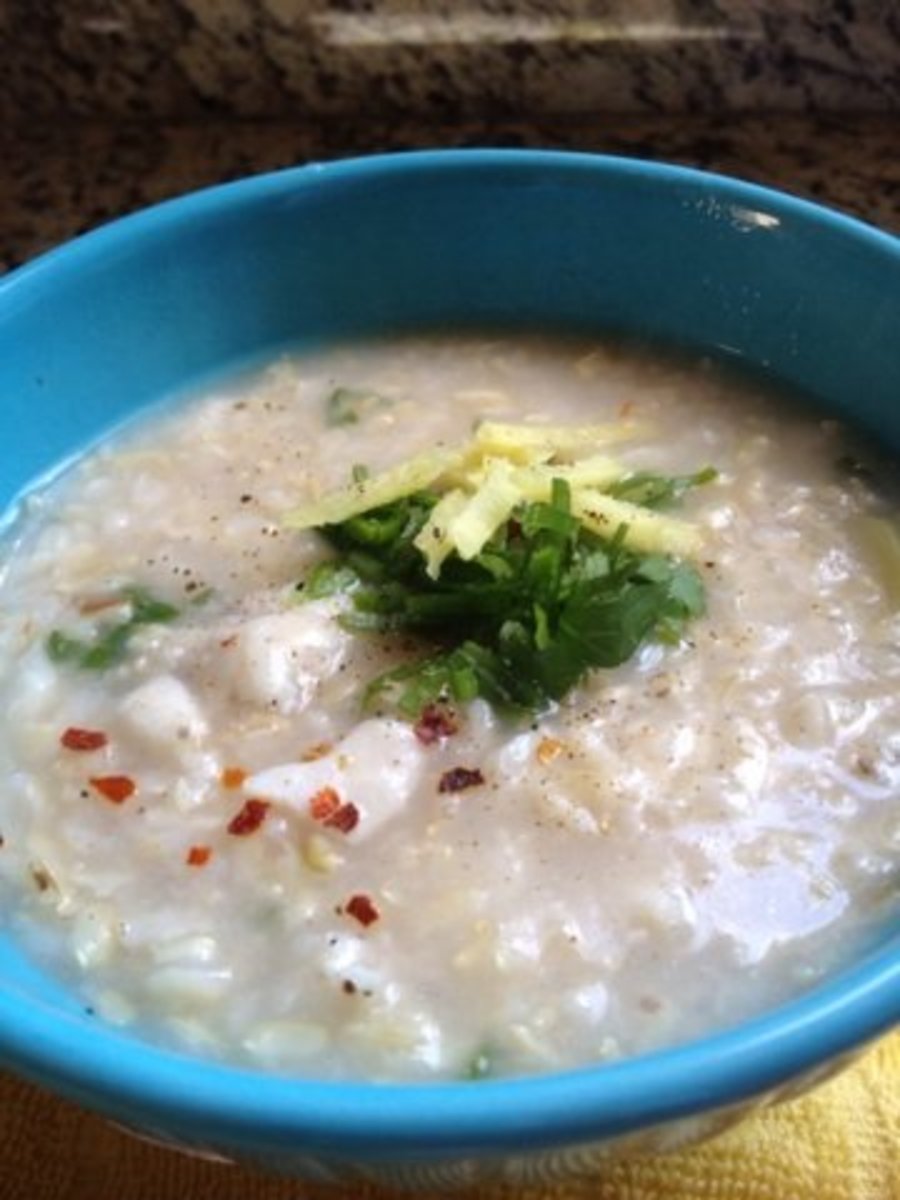 Fish congee recipe with brown rice...a healthy comfort food. 