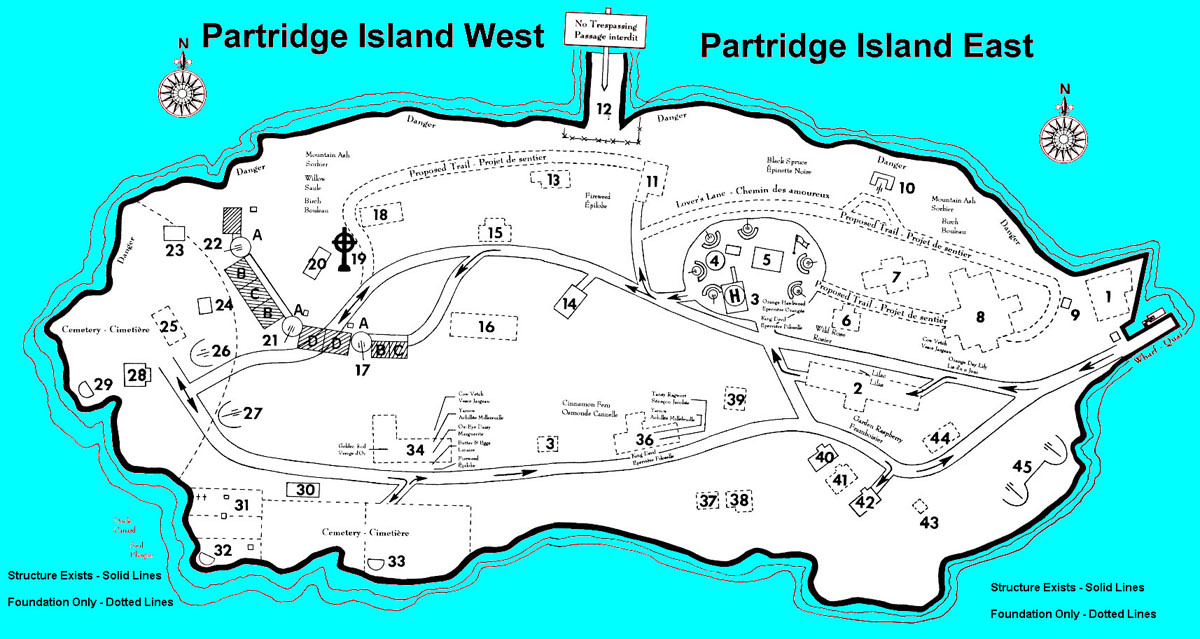 A map of Partridge Island with proposed plans of a tourist park. 