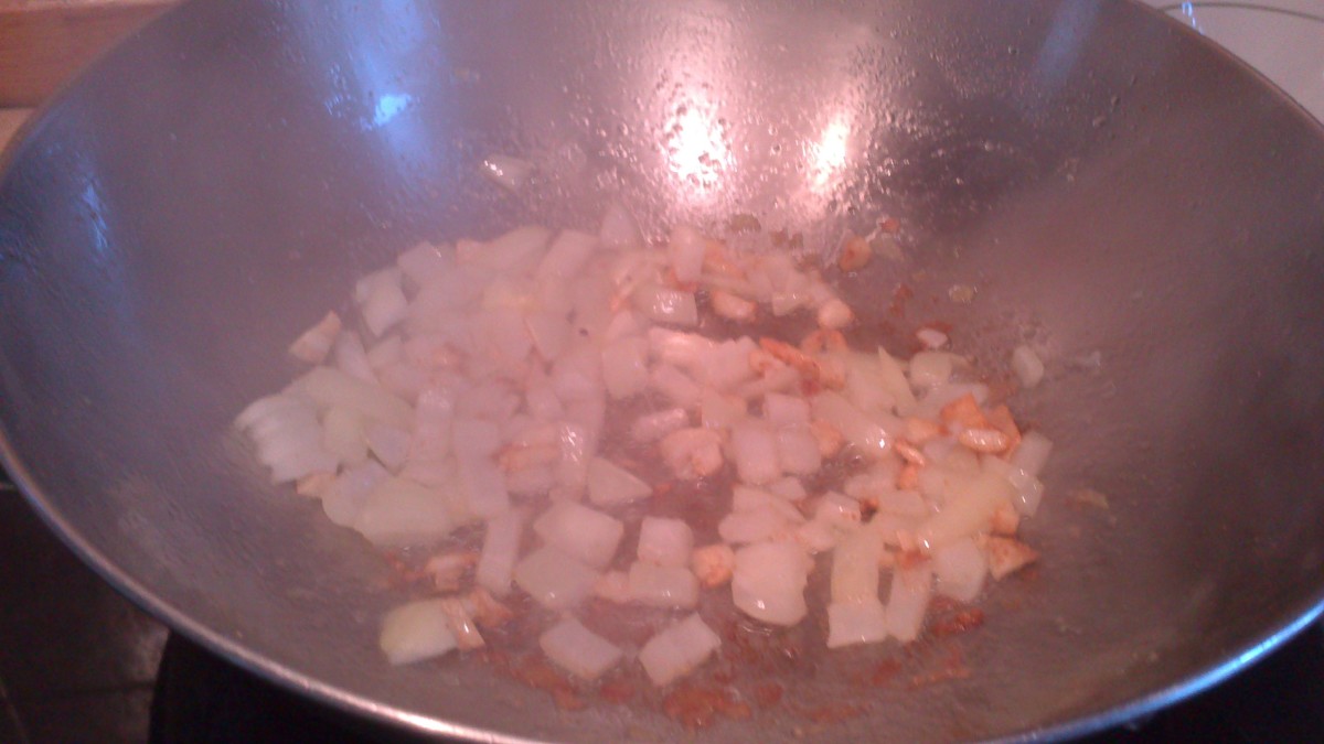 frying the onions and garlic second