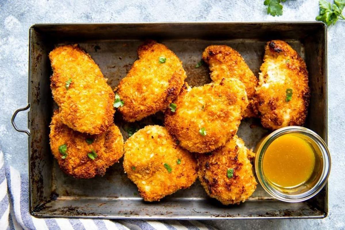 Oven-fried coconut chicken