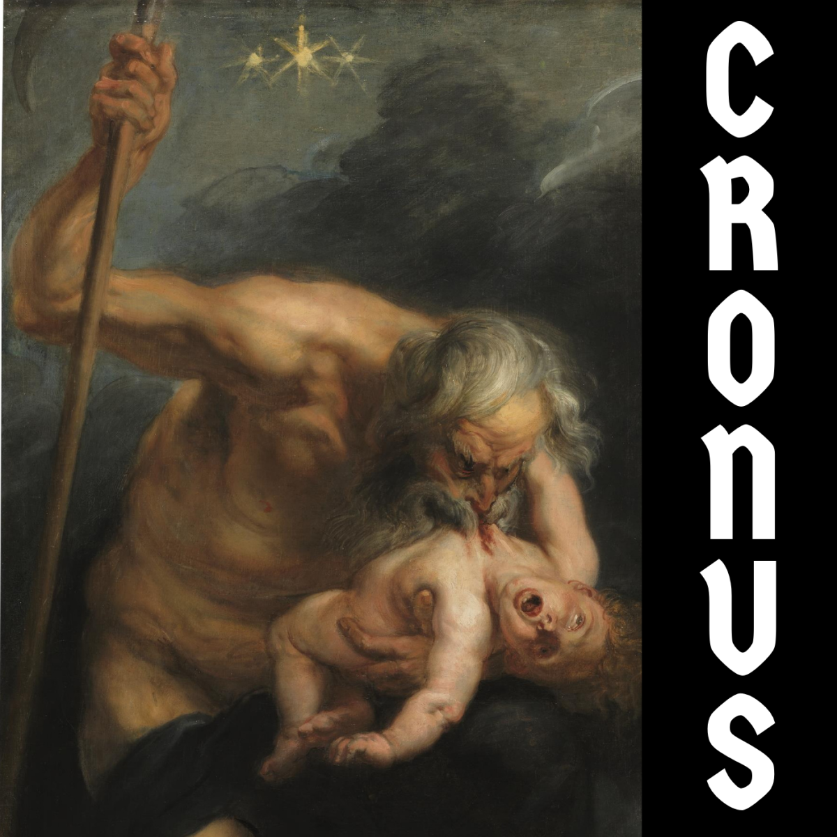 Here, Cronus is depicted devouring one of his many children. 