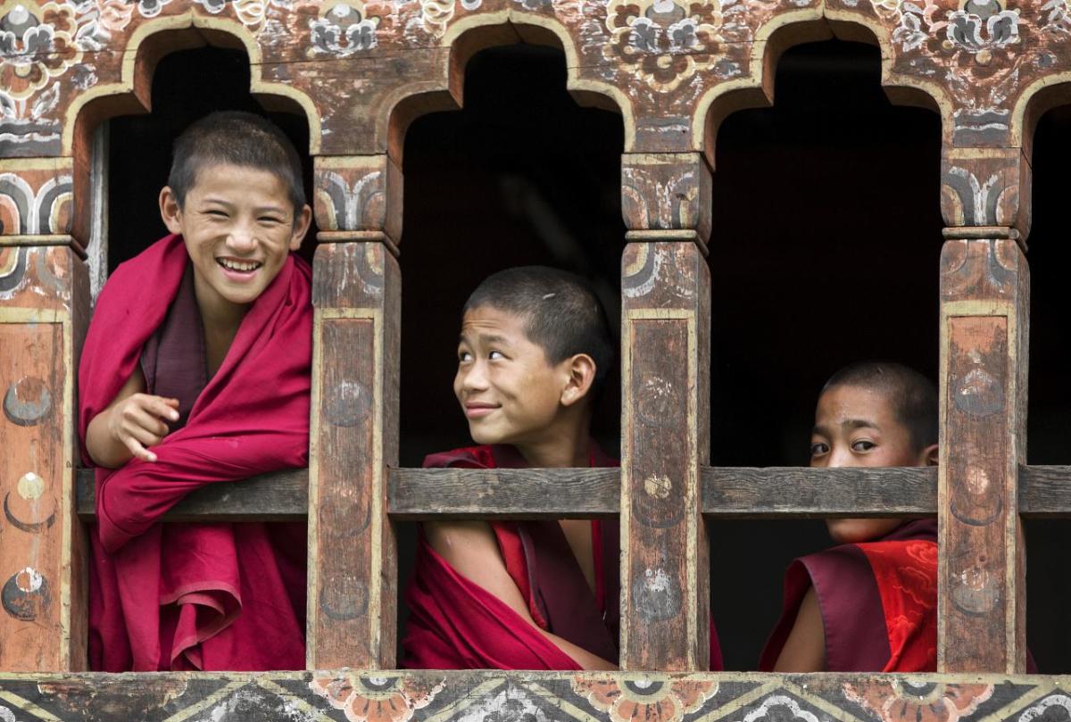 Young monks, Bhutan
