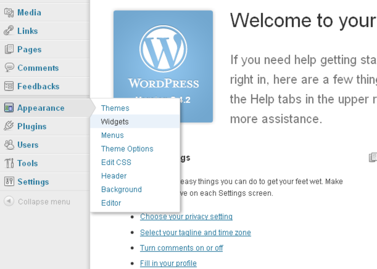 Navigate to the widgets section within your WordPress Dashboard