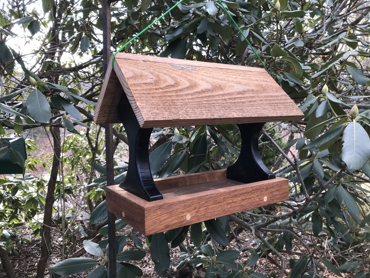 Our new hanging platform bird feeder is ready for hungry visitors.