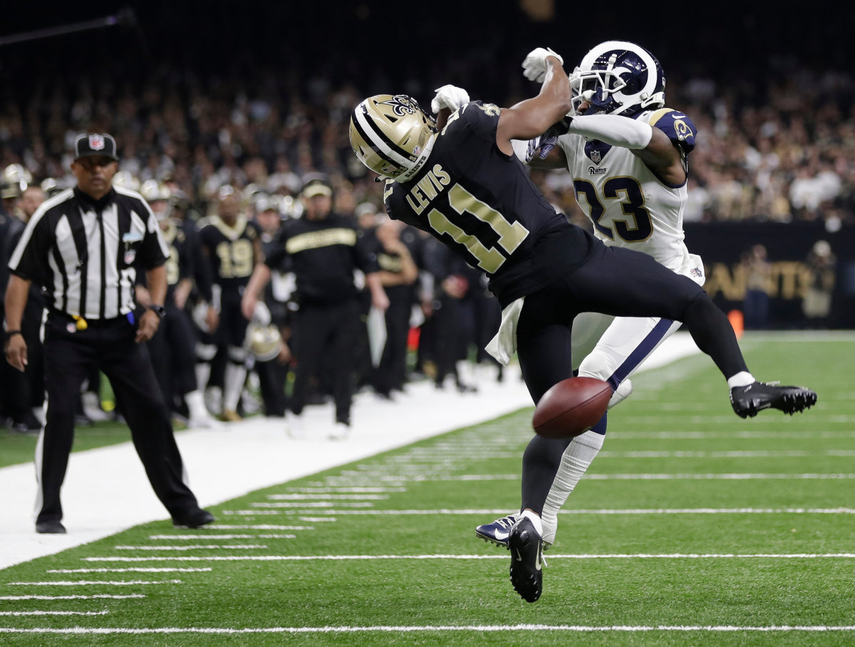 There has been huge controversy over the last couple of Saints playoff runs where people claim the refs screwed them like this missed PI call against the Rams two years ago. 