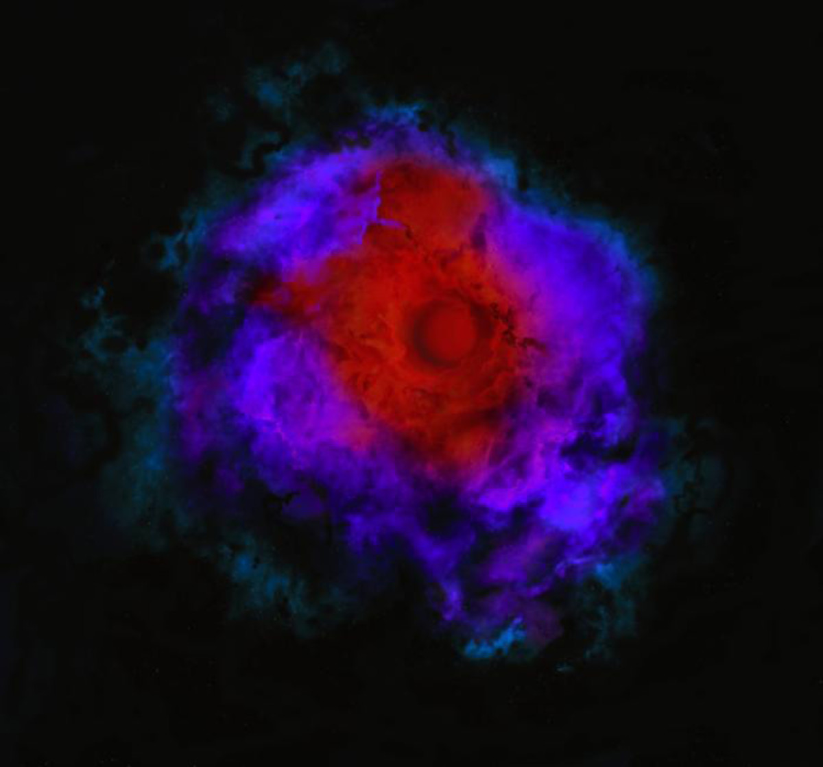 A dark star in infrared, surrounded in hydrogen and helium.