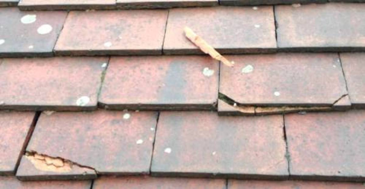 The hail roof clay tiles are the problem. The  issue on the cracked roof tile needs to removed the tile. Add the new tile on the roof.