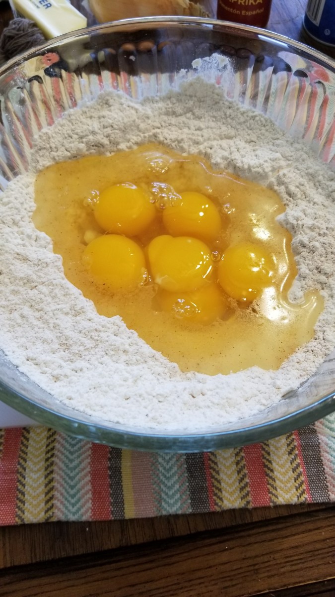 Make sure to fold from the outside of the bowl in towards the eggs. Incorporate thoroughly.