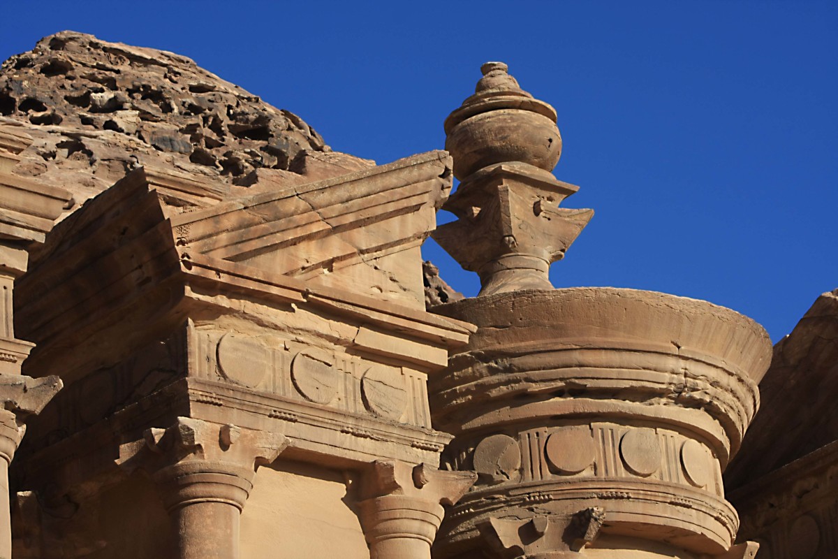 Detail from the facade of the Monastery Building at Petra