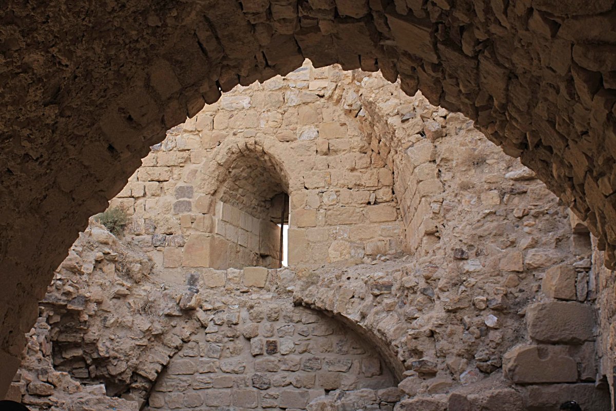 Vaulted ceilings and an arched opening at Kerak