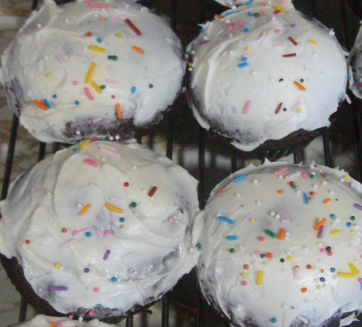 Frosted and sprinkled Cadbury Egg Cupcakes