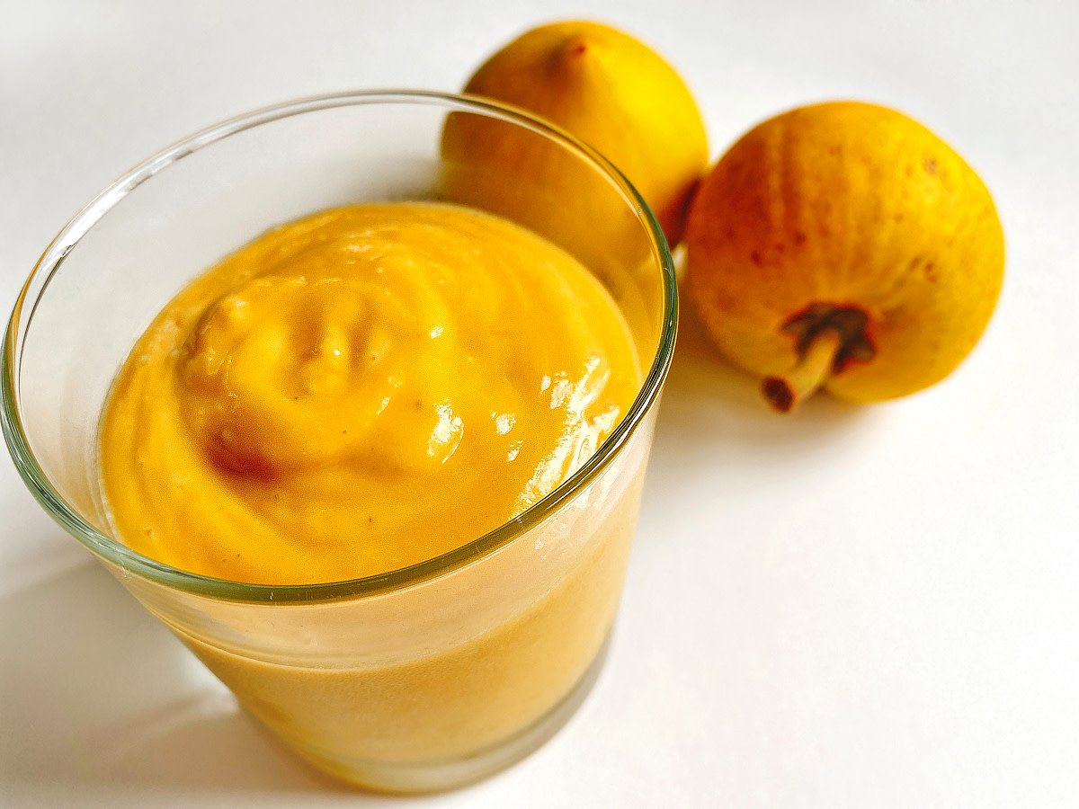 A cold, creamy eggfruit shake is super refreshing!