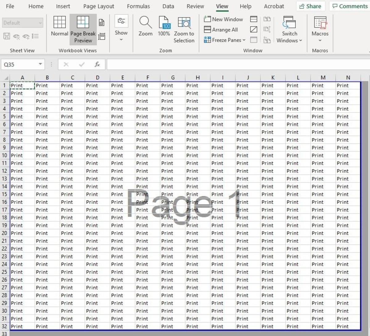 excel chart text box will not print