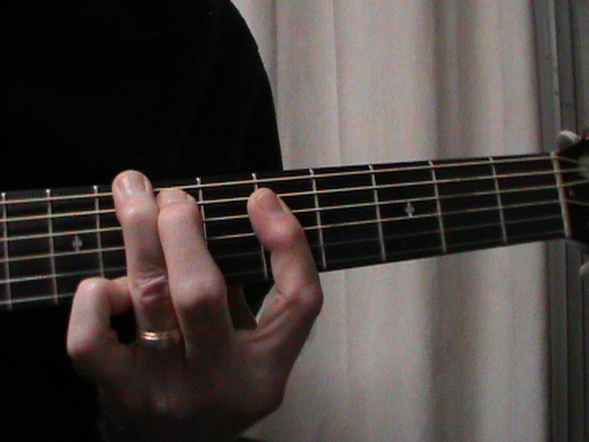 G shaped C Major chord with first finger barre