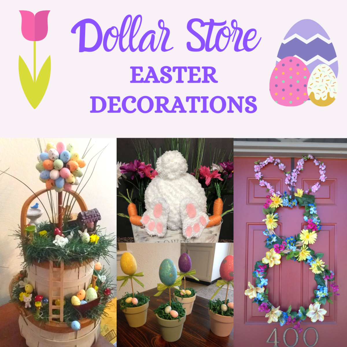 Save money while decorating for Easter by buying supplies at a dollar store. You can find so many cute things!